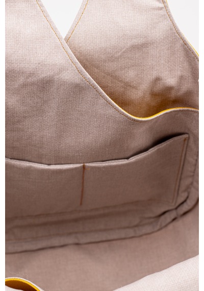 Fabric Craft Bag Omuz Çantası Duck Kumaş Astarlı Büyük Boy Günlük Tote Hardal
