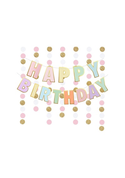 Çok Renkli Pastel Happy Birthday Banner Diğer