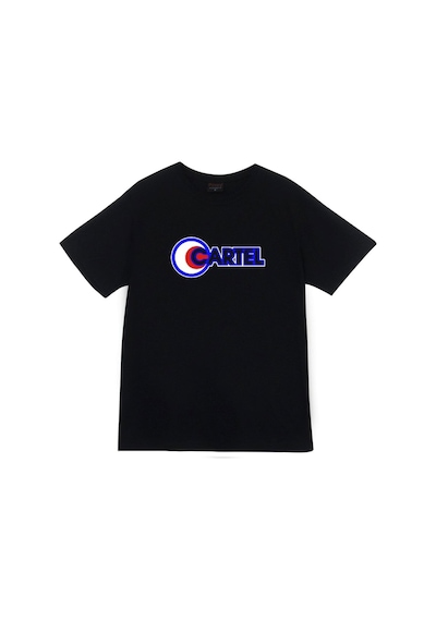 Cartel Baskılı Unisex %100 Pamuk Siyah T-shirt SIYAH