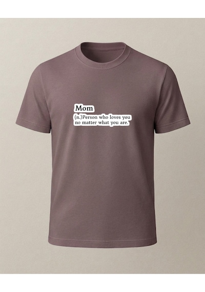 Mom N. Baskılı T-shirt Kahverengi