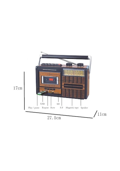Knstar Fp-319U Usb+Sd+Fm Radyo Kaset Çalar Müzik Player