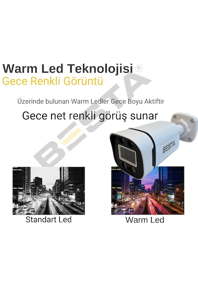 5mp 1440p Warm Led 4 Kameralı 320gb Hdd Güvenlik Kamerası Seti
