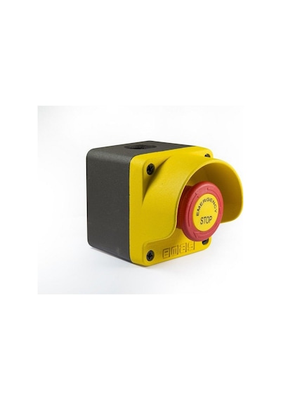 Emas M1c200ee C Sarı-gri Metal Kutu Tekli Acil Stop Emnıyet 40mm