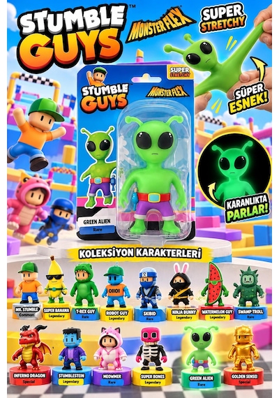 Stumble Guys Süper Esnek Green Alien İle Eğlence Başlıyor 3+ Yaş