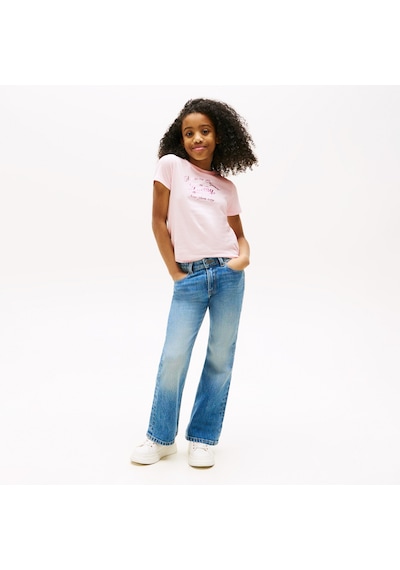 Tommy Hilfiger Metallic Script Çocuk Lacivert T-shirt Kg0kg08636 Pembe