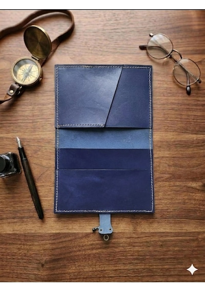Otohousse El Yapımı Deri Tablet Organizer Kılıfı 8.5 İnç Tablet Uyumlu Lacivert