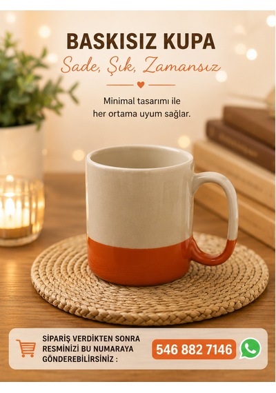Renkli Detay Kişiye Özel Baskılı Kupa-3 Farklı Renk Seçeneği Turuncu