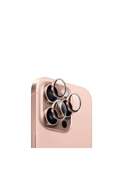 Apple Uyumlu iPhone 16 Pro/16 Pro Max Lens Koruyucu Halka Set -al8114 Rosegold