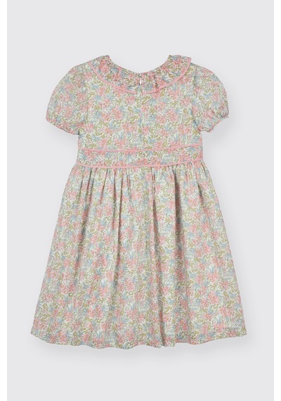 Made With Liberty Fabric Liberty Kumaş Kız Çocuk Çiçek Desenli Elbise Pembe