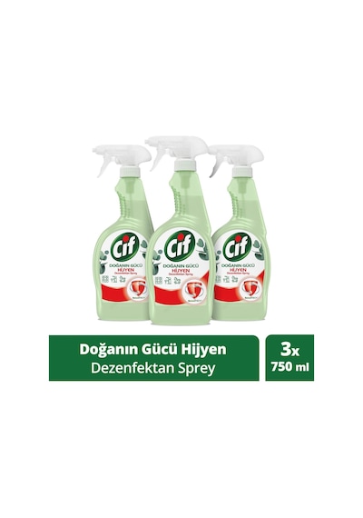 Cif Dezenfektan Sprey Doğanın Gücü Üstün Hijyen Sağlar 750 Ml 3Adet