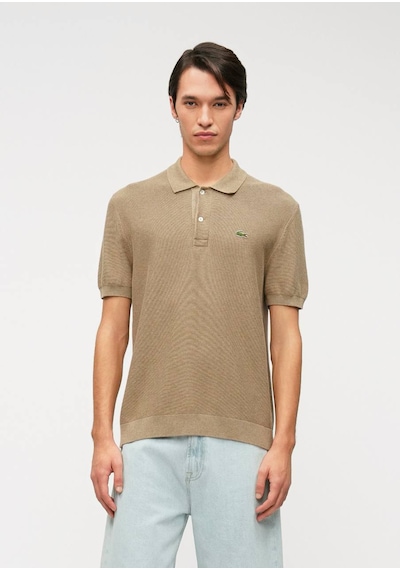 Lacoste Klasik Erkek Triko Örme Yazlık İnce Polo T-shirt Ekru