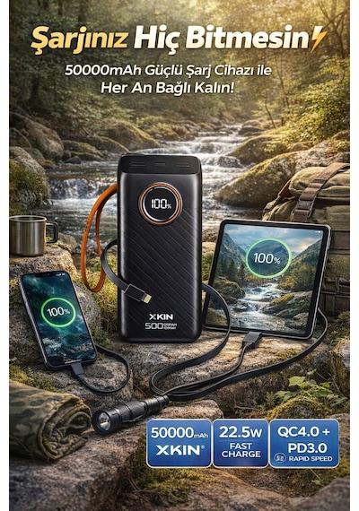 Lenovo Idea Tab Plus Tb361fu 12.1'' Uyumlu 50000 Mah 22.5w Hızlı Şarj Powerbank Siyah