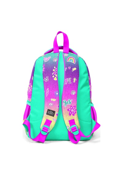 Coral High Kids Pembe Su Yeşili Flamingo Desenli Üç Bölmeli Okul Sırt Çantası 23647