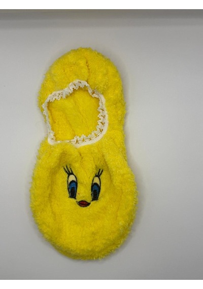 Ozzy Socks Kadın Sarı Yüz Desenli Uyku Patik Çorap 3'lü Paket Sarı