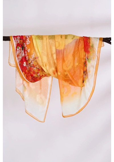 Xiangyun Gazlı Bez Eşarp Dijital Baskı 72x90 Cm. K105330 Beyaz