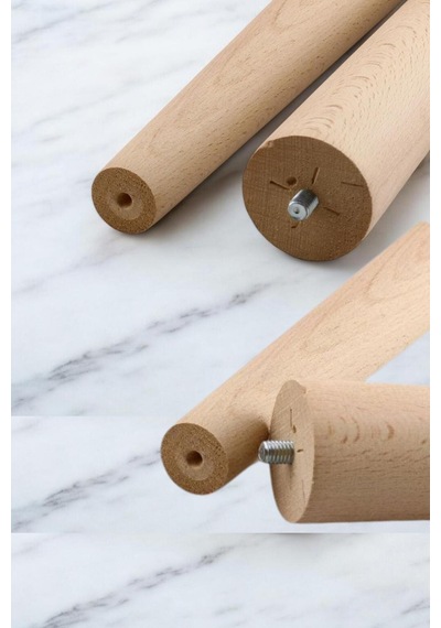 4'lü Set Ahşap Dolap Mobilya Koltuk Kanepe Ayağı Ayakları M8 12 Cm Bağlantı Aparatlı Ham Ahşap Ham Ahşap