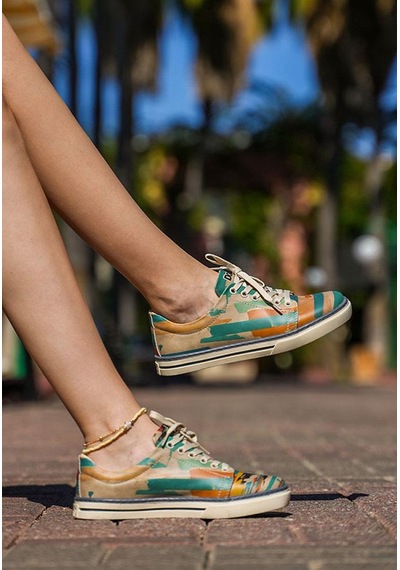 Kadın Vegan Deri Çok Renkli Sneakers - Goose Bumps Tasarım