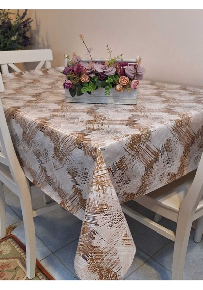 Elyaflı Pvc Masa Örtüsü Modern, Dayanıklı, Silinebilir Ve Şık Görünüm Mrl88 Kahverengi