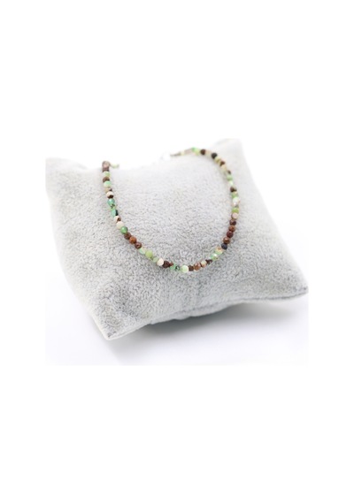 Krizopras Chrysoprase Taşı Doğal Taş Kolye Bileklik Seti Fasetli Kesim 2-3 Mm Yeşil
