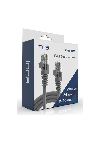 Inca 20metre Cat6 Utp Icat6-20tg Gri Patch Kablo