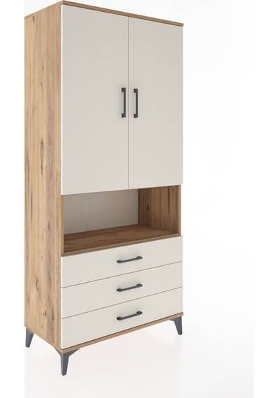 Hyperion Dolap 4 Raflı 3 Çekmeceli 2 Kapaklı 88x44x195 Çam-aytaşı Atlas Çam