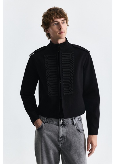Antioch Apoletli Crop Fit Ceket Siyah
