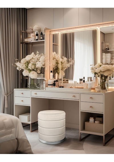 Lungo Roller Silver Kaplama Luxery Puf- Krem Babyface Kumaş Pofuduk Oturma Pufu&makyaj Pufu&bench