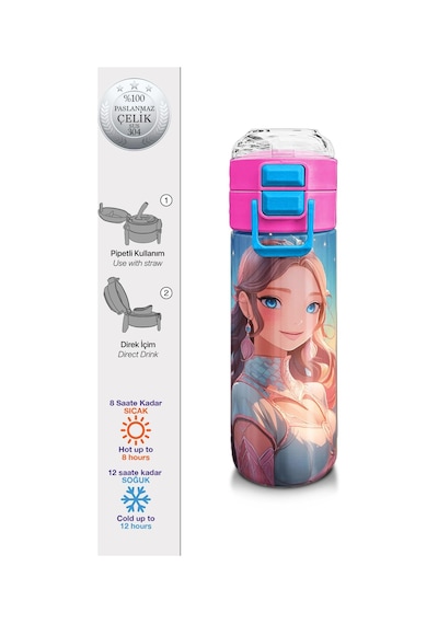 Coral High Kids Turkuaz Pembe Anime Kız Desenli Pipetli Ve Direkt İçim Çelik Termos 500 Ml 31858 Turkuaz - Pembe Coral High Kids Turkuaz Pembe Anime Kız Desenli Pipetli Ve Direkt İçim Çelik Termos 500 Ml 31858 Turkuaz - Pembe