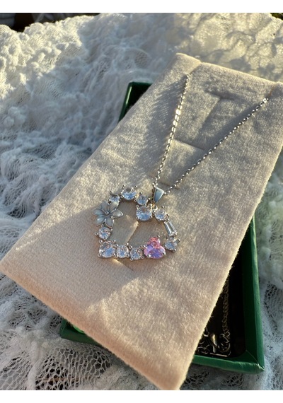 Işıltılı Elegant Heart Necklace Gümüş