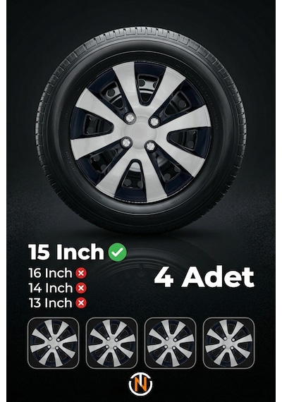 Renault Vel Satis 15 İnç Jant Kapağı Takım Siyah Gri C101