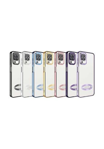 Samsung Galaxy Uyumlu M12 - Kılıf Kamera Korumalı Logo Gösteren Omega Kapak