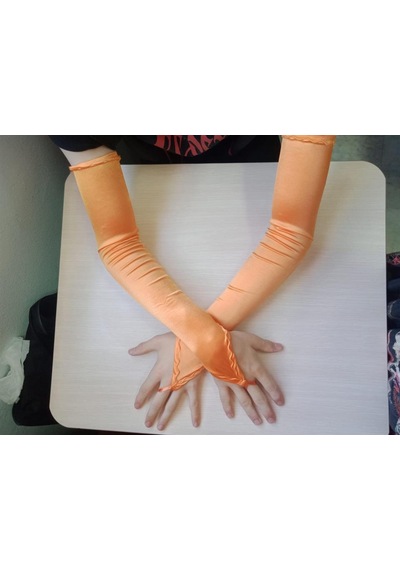 Saten Likralı Dans & Opera Eldiveni - 58 Cm Oranj Turuncu