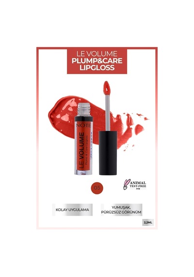Note Cosmetique Le Volume Plump & Care Lipgloss Nemlendirici Dudak Parlatıcısı - 05 No Fear Red - Kırmızı
