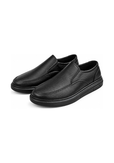 Yalçın Erkek Siyah Suni Deri Bağcıksız Loafer Ayakkabı Dokulu Yüzey, Dikiş Detaylı Kalın Taban Siyah - 933533797 Siyah