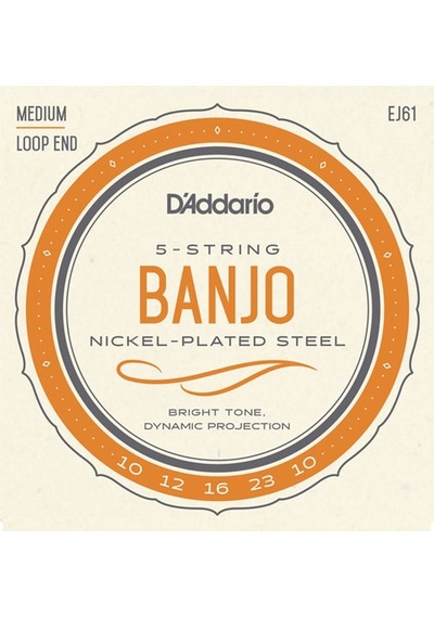 D'addario Ej61 5-String Banjo. Nickel. Medium. 10-23 Takım Tel Ba
