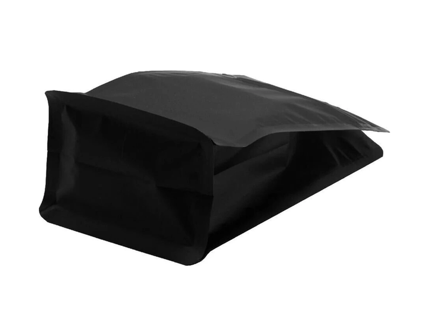Valfli Flat Bottom Düz Tabanlı Mat Siyah Önden Kilitli Ambalaj 14x33+5 Cm-1000 Gr 500 Adet