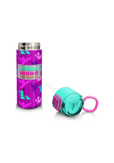 Coral High Kids Pembe Su Yeşili Peri Desenli Pipetli Ve Direkt İçim Çelik Termos 500 Ml 31900 Su Yeşili - Pembe