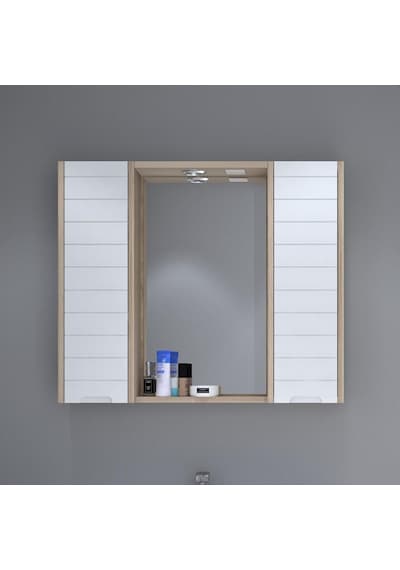 Denko Mostar 90 Cm Mdf Lake Aynalı Banyo Dolabı Üst Modül Çok Renkli