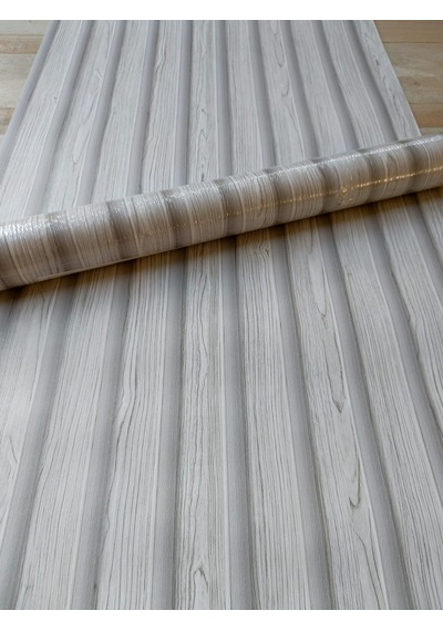 Açıl Gri Üzerine Budaklı Beyaz Çıta Desenli 3d Duvar Kağıdı 5 M²