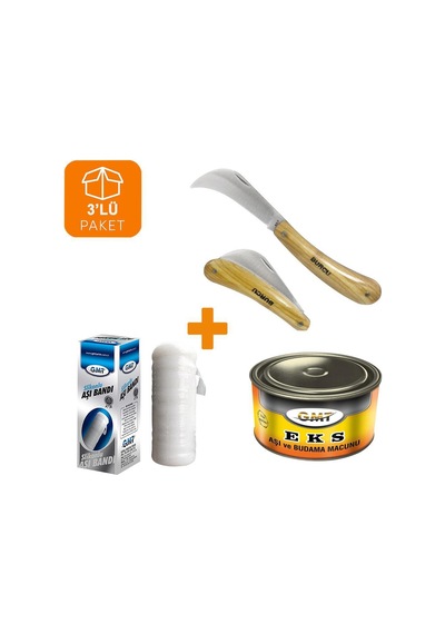 Burcu Aşı Kamp Bıçağı 19 CM + Aşı Macunu + Aşı Bandı (3'lü Paket) Kahverengi - Gümüş