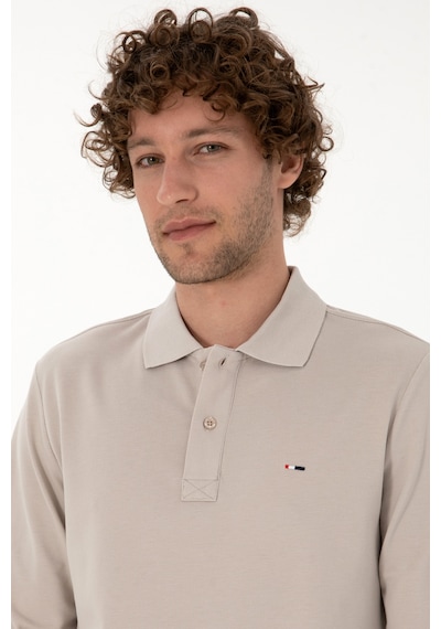 U.S. Polo Assn. Erkek Regular Fit Polo Yaka Taş Basic Sweatshirt 50315941-VR049