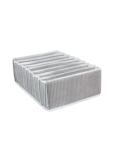 4 Adet 8 Bölmeli Çizgili Akordiyon Çok Amaçlı Çekmece Dolap İçi Organizer Düzenleyici 24x37x18 Cm L Gri