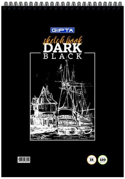 Gıpta Dark Spiralli Siyah Resim Defteri A4 15 Yaprak 40