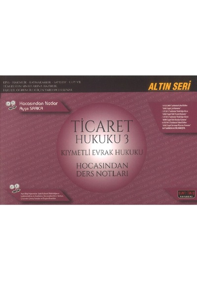 Ticaret Hukuku 3 Kıymetli Evrak Hukuku Ayşe Sarıca