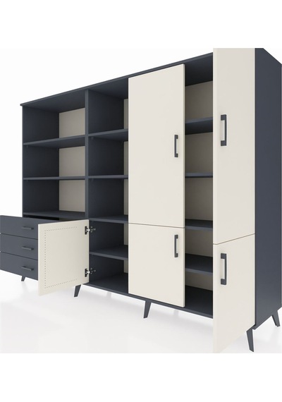 Hyperion Dolap 11 Raflı 3 Çekmeceli 5 Kapaklı 220x44x163 Antrasit Antrasit-aytaşı/antrasit Hyperion Dolap 11 Raflı 3 Çekmeceli 5 Kapaklı 220x44x163 Antrasit Antrasit-aytaşı/antrasit