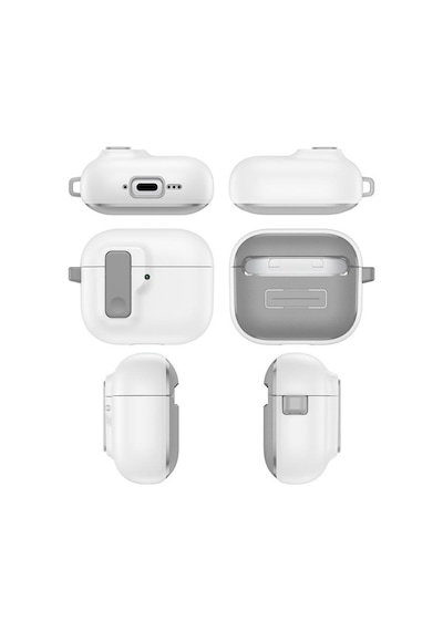 Apple Uyumlu AirPods 4. Nesil İle Kılıf Standlı Kilitli Tpu Premium Matte Trip Case Beyaz
