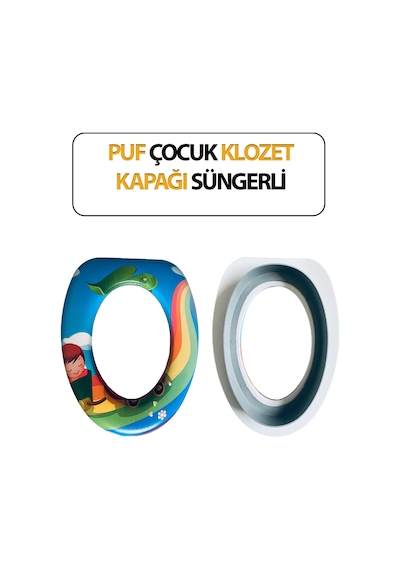 Çocuk Klozet Kapağı, Desenli, Yumuşak, Hijyenik, Yüksek Yoğunluklu Sünger Ve Suni Deri Beyaz