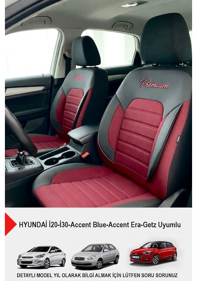 Premium Serisi Lüks Keten Oto Koltuk Kılıfı Hyundai İ20-i30-accent-blue-era-getz Uyumlu Bordo