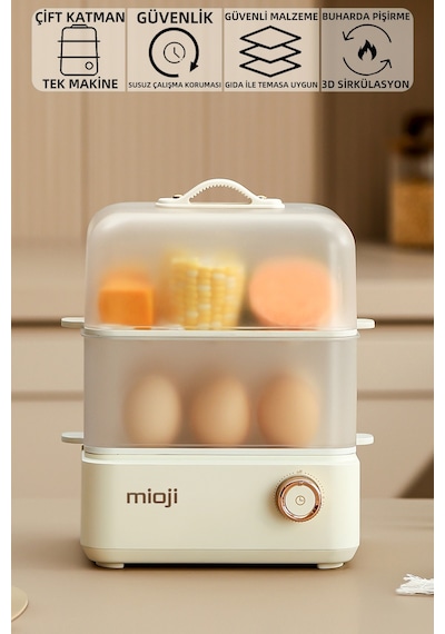 Mioji EG8B 500 W Yumurta Ve Çok Amaçlı Buharlı Pişirici Beyaz