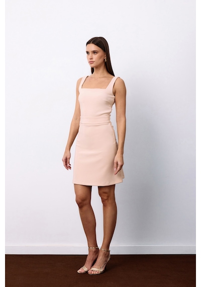 Sateen Düz Kısa Etek - Bej-135546 Bej